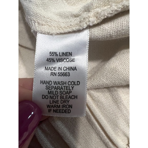 Joie Womens Pants Beige Linen Blend Wide Leg Cropped Beachy Size L - Picture 4 of 4